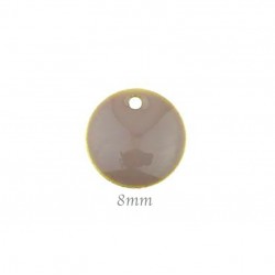 5 sequins laiton emaille taupe 8mm bi face
