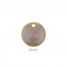 4 sequins laiton emaille taupe 8mm bi face
