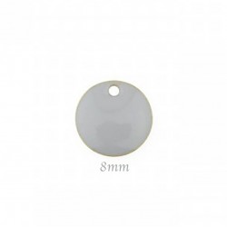 5 sequins émaillés laiton gris clair 8mm