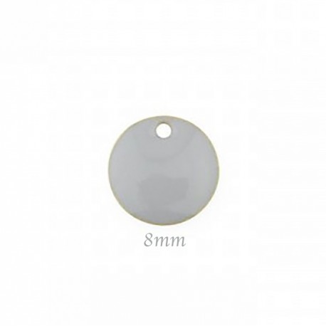 5 sequins émaillés laiton gris clair 8mm