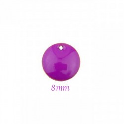 5 sequins laiton émaillés 8mm lilas