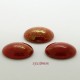 1 cabochon verre bohème ovale 13x18mm rouge marbré or