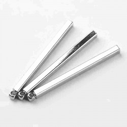10 pendentifs breloque rectangle laiton argent clair 30x2mm