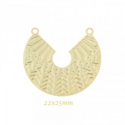 estampe laser cut  demi lune ethnique doré plaque or fin 22mm