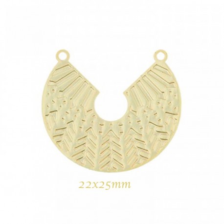 estampe laser cut  demi lune ethnique doré plaque or fin 22mm