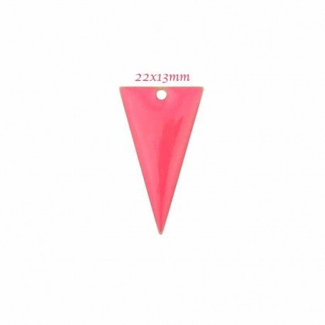 sequin émaillé x 2 triangles inversé bi face rose fluo 22x13mm