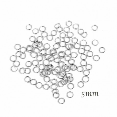 anneau acier inoxydable argent mat x100  diametre 5mm