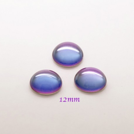 cabochon verre boheme x2 mauve /bleu 12mm