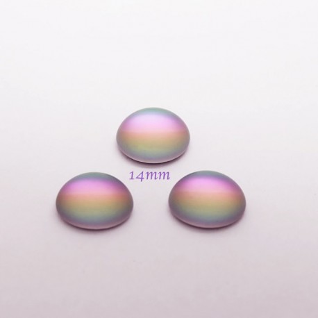 cabochon verre boheme arc en ciel givré 14mm