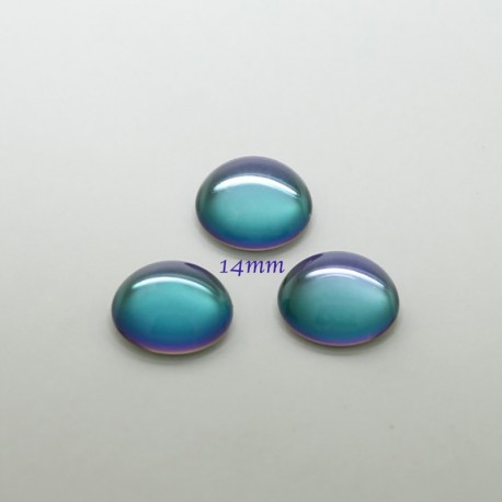 1 cabochon verre de bohemme mauve /bleu 14mm