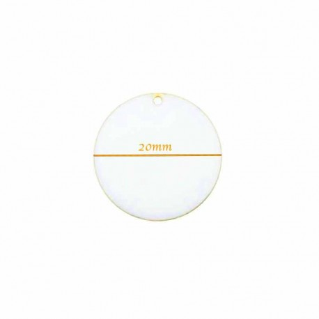 sequins émailles rond blanc  laiton 20mm x2