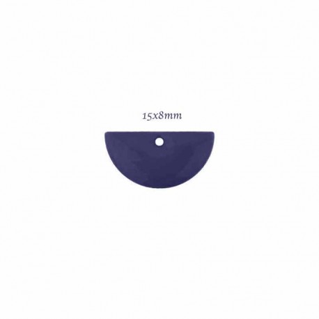 4 sequins demi lune émaillé laiton bleu nuit  15x8mm