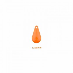 6 sequins goutte emaillées orange  base laiton 10x6mm