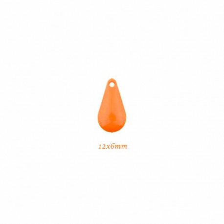6 sequins goutte emaillées orange  base laiton 10x6mm