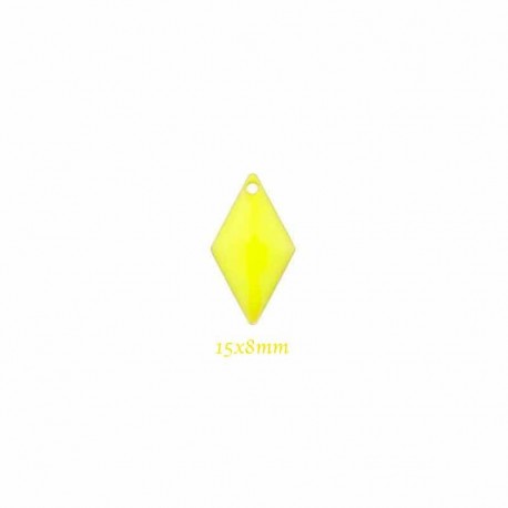 4 sequins losange émaillés jaune  laiton 15x8mm