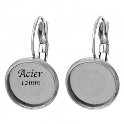 Support boucle d'oreille cabochon acier  12mm