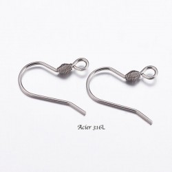 30 supports boucle d'oreille crochet acier 316L