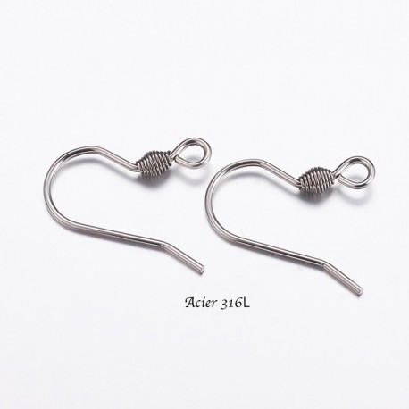 30 supports boucle d'oreille crochet acier 316L