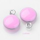 10 sequins rond acier inoxydable émaillé rose bi face 11x8mm