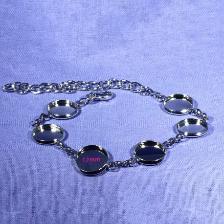 x1bracelet 6 supports cabochon 12mm argent  longueur 18cm