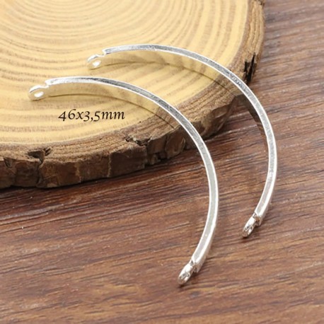 2 demi jonc connecteur argenté 46mm
