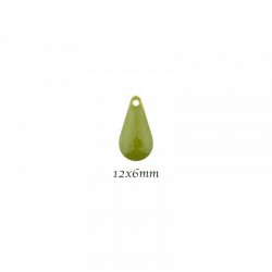 breloque sequin émaillée x6 vert olive 12x6mm