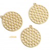 breloque ronde x4  pendentif cuivre doré nid d'abeille 28mm