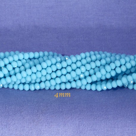 perles boulier en verre facettée turquoise  à prisme 4x3mmx50