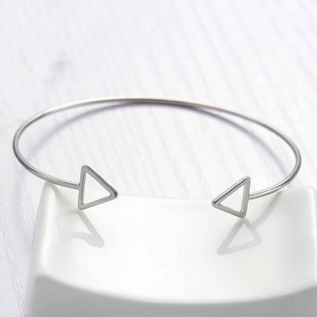 1bracelet jonc motif triangle réglable argenté 16cm
