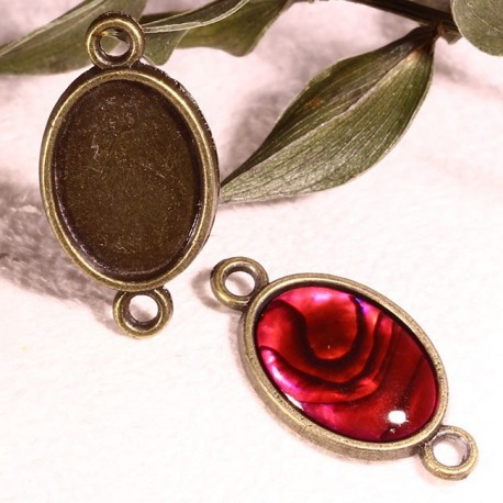 5 supports cabochon connecteur metal couleur bronze 14x10mm