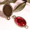 5 supports cabochon connecteur metal couleur bronze 14x10mm