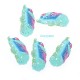 2 breloques estampe  plume  peinture émail turquoise  rose 60x25mm