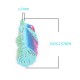 2 breloques estampe  plume  peinture émail turquoise  rose 60x25mm