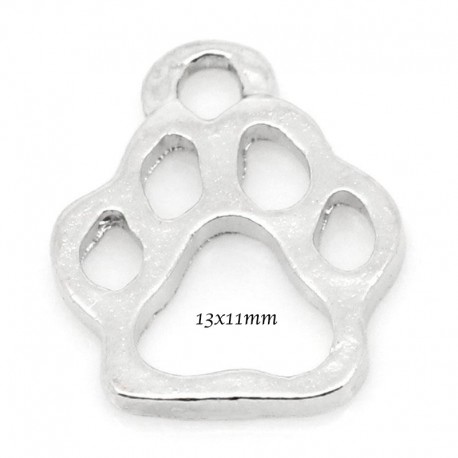 Patte d'ours breloque métal argenté 13x11mmx10 pièces