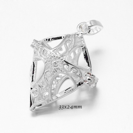 pendentif bola croix plaqué argent 30x24mm