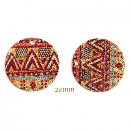 breloque sequin x4 rond geometrique ethnique 20mm
