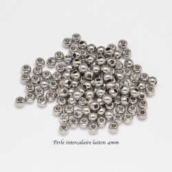 Perle intercalaire laiton plaque argent 4mm x20