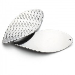 2 breloques ovale acier inoxydable ondule motif losange lisse 27x17mm