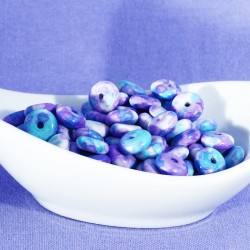 20 perles de jade boulier océaniques teintées bleu mauve  8mm