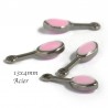 Breloque sequins acier x10 email rose 13x4mm