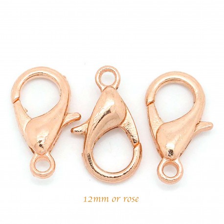 fermoirs mousquetons x20  or rose 12x6mm
