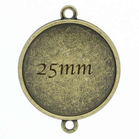 Support cabochon connecteur x10 bronze 25mm