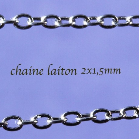 chaine laiton soudée x5m argenté platine 2x1,5mm