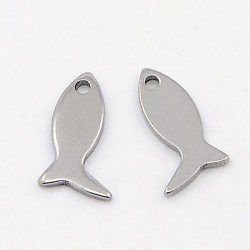 Breloque x20  poisson acier 316L plat 12x6mm