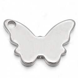 breloque acier papillon x6 lisse plat 11x16mm