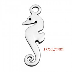 breloque pendentif acier  x4 hippocampe 13x4,7mm