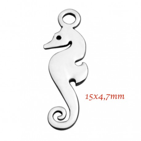 breloque pendentif acier  x4 hippocampe 13x4,7mm