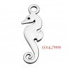 breloque pendentif acier  x4 hippocampe 13x4,7mm