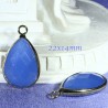 cristal goutte facette bleu lavande serti plaque or 22x14mm