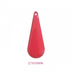 2 sequins émailles laiton longue goutte framboise  27x10mm